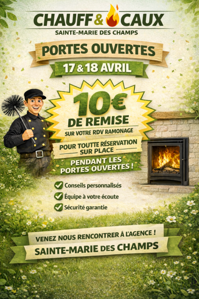 Remise de -10 €sur votre rdv ramonage pris lors de nos portes ouvertes